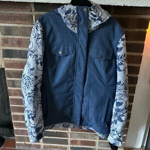 ROXY Women's Ceder Snow 2020 Jacket, Medium, Blue/Heather Grey Botanical Flowers